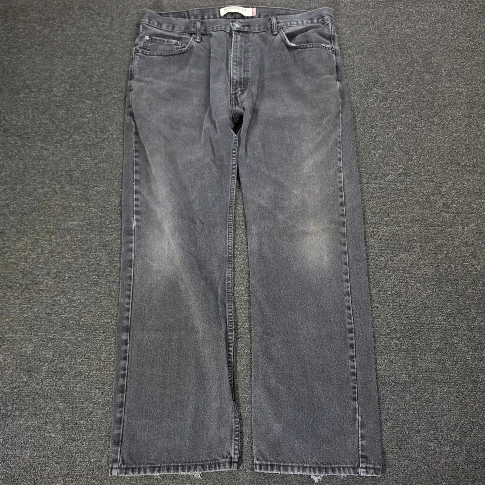 Vintage‎ Levis 505 Straight Fit Jeans Mens 33x32 Black Faded Denim Pants Y2K